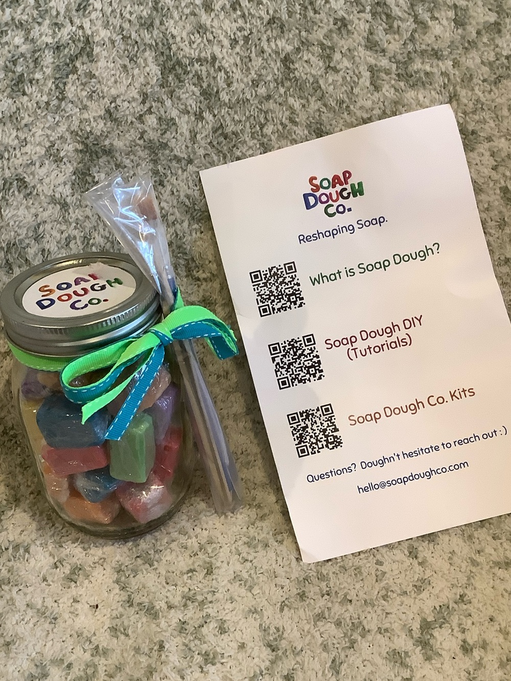 Soap Dough Co. Jar of Colorful Molding Soap Dough Pieces with Tools, NWT HC